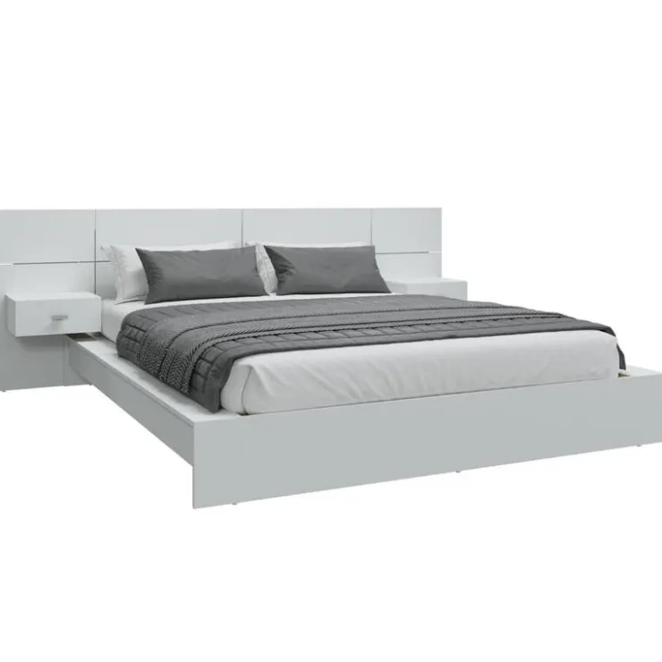 SUA-V Queen Bed with Wall Units & Nightstands (60") White Discount