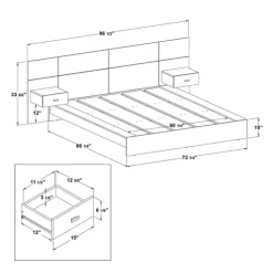 SUA-V Queen Bed with Wall Units & Nightstands (60