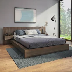 SUA-V Queen Bed with Wall Units & Nightstands (60