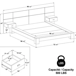 SUA-V Queen Bed with Wall Units and Nightstands (60