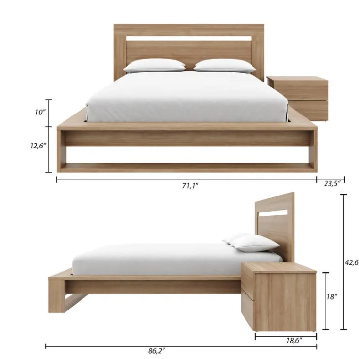 Nexera Queen Bedroom Set (60") - 3 pcs - Brown Oak Hot