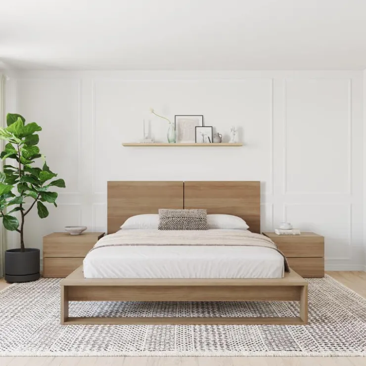 Nexera Queen Bedroom Set (60") - 4 pcs - Brown Oak Online