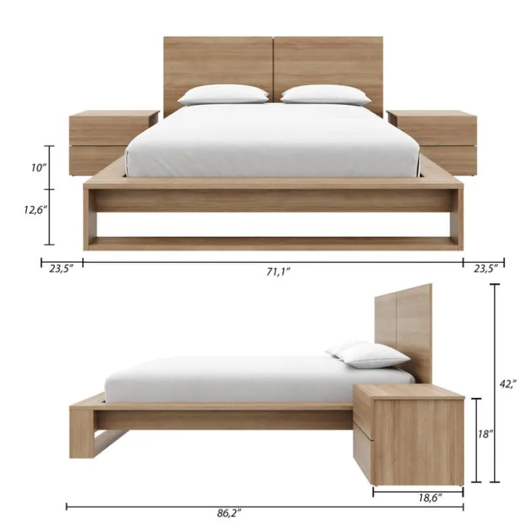 Nexera Queen Bedroom Set (60") - 4 pcs - Brown Oak Online