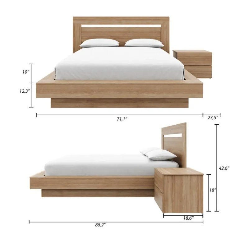 Nexera Queen Bedroom Set (60") - 3 pcs - Brown Oak Online