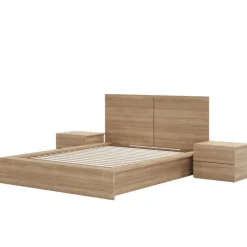 Nexera Queen Bedroom Set (60") - 4 pcs - Brown Oak Clearance