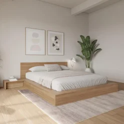 Nexera Queen Bedroom Set (60") - 4 pcs - Brown Oak Clearance