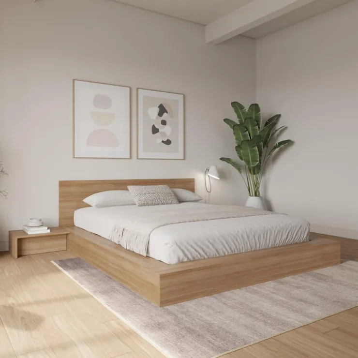 Nexera Queen Bedroom Set (60") - 4 pcs - Brown Oak Clearance