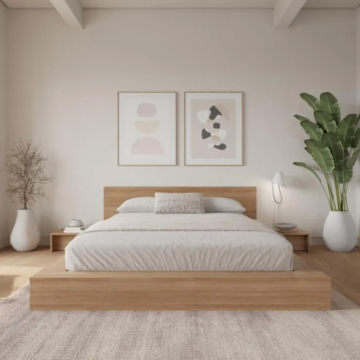 Nexera Queen Bedroom Set (60") - 4 pcs - Brown Oak Clearance