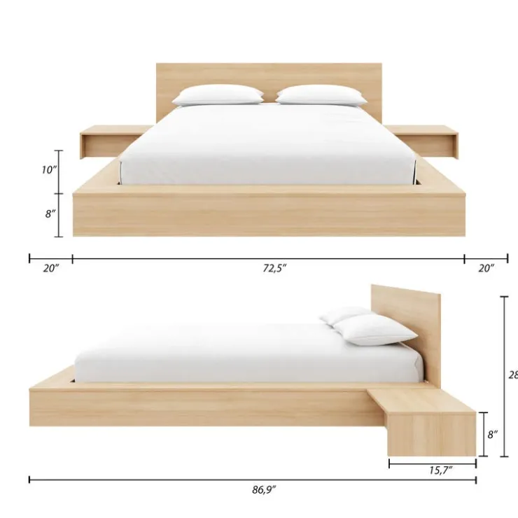 Nexera Queen Bedroom Set (60") - 4 pcs - Natural Blonde Oak Sale