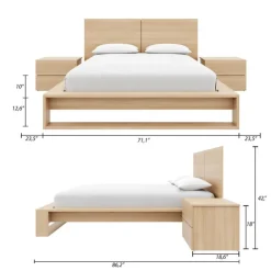 Nexera Queen Bedroom Set (60") - 4 pcs - Natural Blonde Oak Clearance