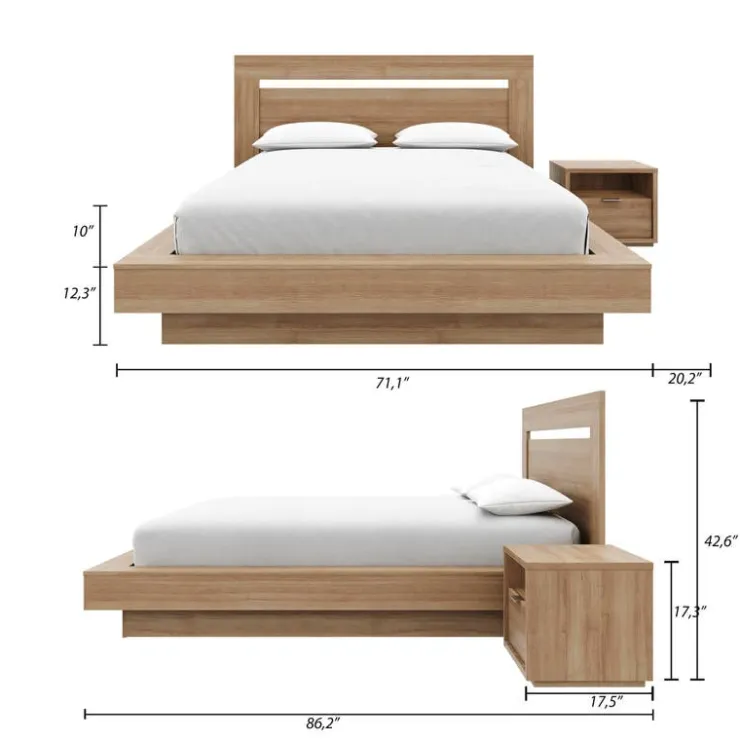 Nexera Queen Bedroom Set (60") - 3 pcs - Brown Oak Discount
