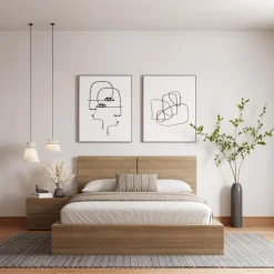 Nexera Queen Bedroom Set (60") - 3 pcs - Brown Oak