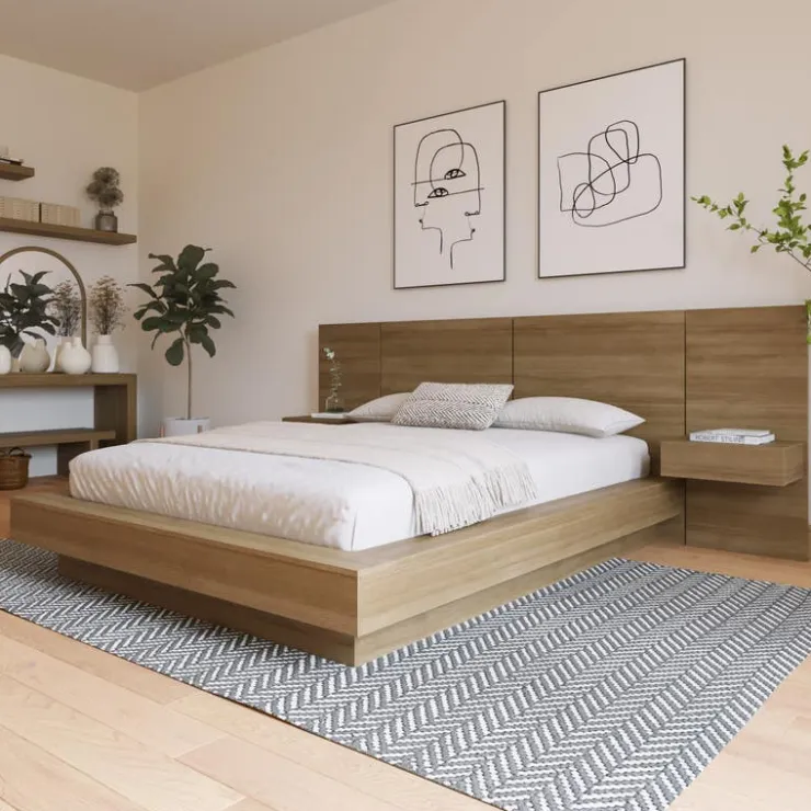 Nexera Queen Bedroom Set (60") - 4 pcs - Brown Oak Clearance