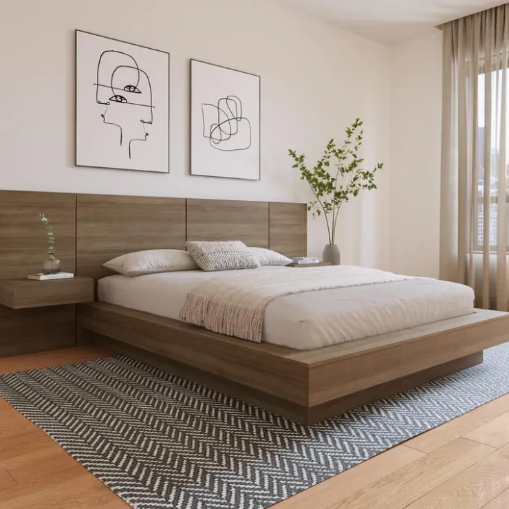 Nexera Queen Bedroom Set (60") - 4 pcs - Brown Oak Clearance