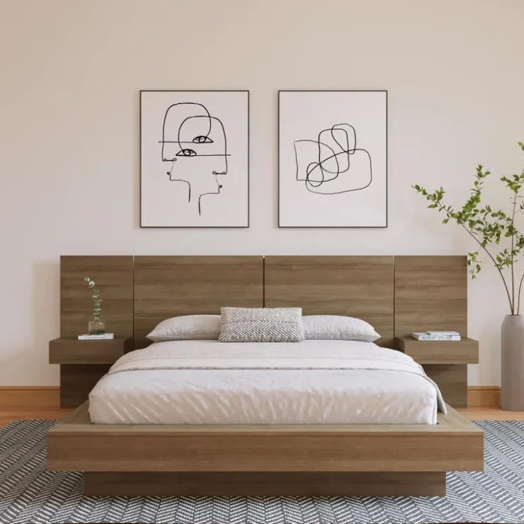 Nexera Queen Bedroom Set (60") - 4 pcs - Brown Oak Clearance