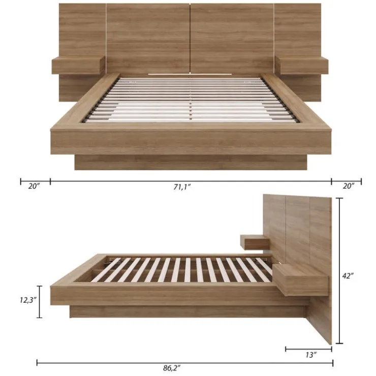 Nexera Queen Bedroom Set (60") - 4 pcs - Brown Oak Clearance
