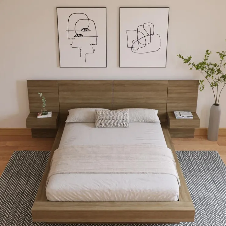 Nexera Queen Bedroom Set (60") - 4 pcs - Brown Oak Clearance