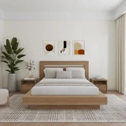 Nexera Queen Bedroom Set (60") - 4 pcs - Brown Oak Discount