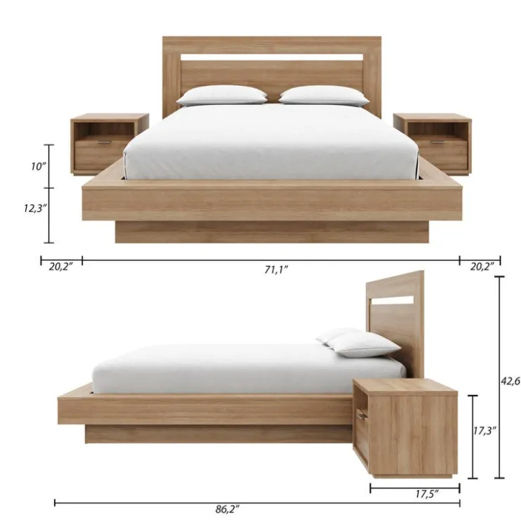 Nexera Queen Bedroom Set (60") - 4 pcs - Brown Oak Discount