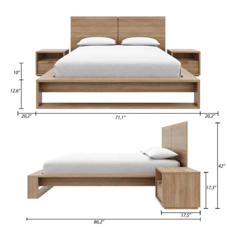 Nexera Queen Bedroom Set (60") - 4 pcs - Brown Oak Clearance
