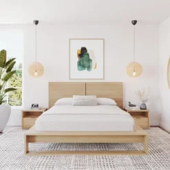 Nexera Queen Bedroom Set (60") - 4 pcs - Natural Blonde Oak