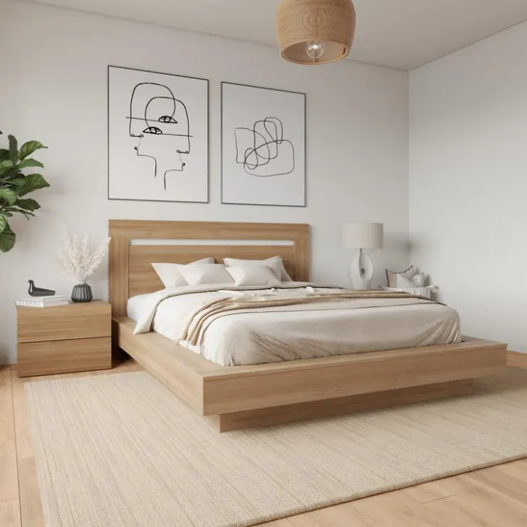 Nexera Queen Bedroom Set (60") - 4 pcs - Brown Oak Online