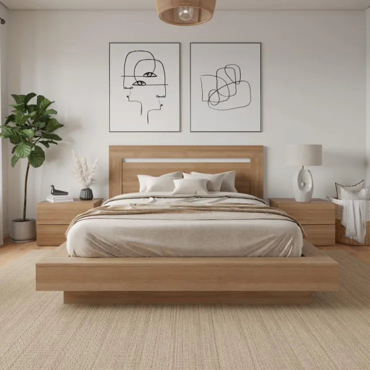 Nexera Queen Bedroom Set (60") - 4 pcs - Brown Oak Online