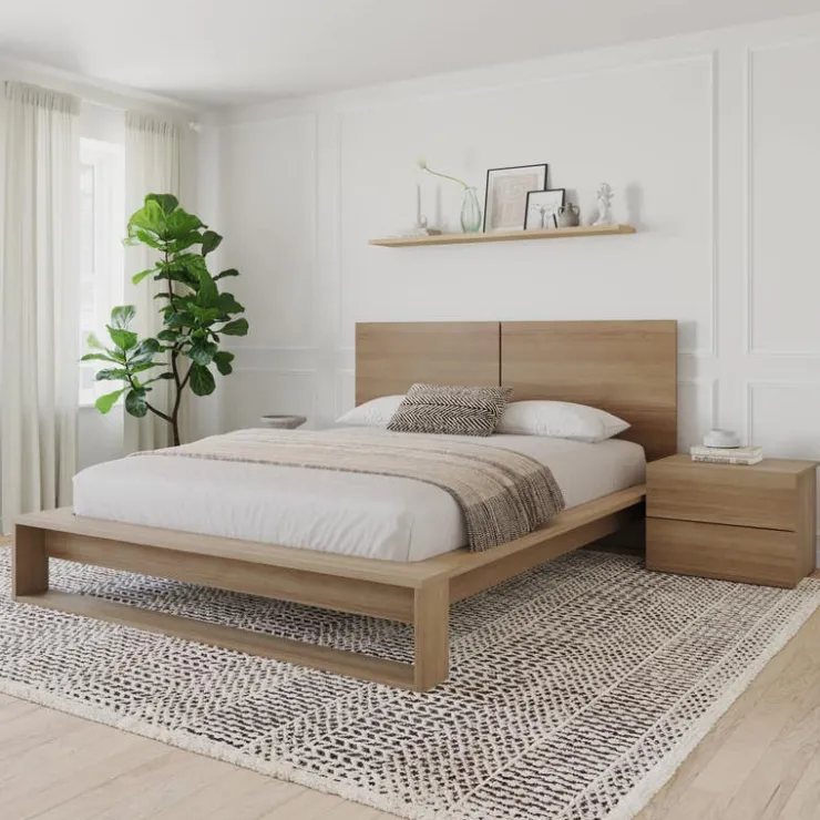 Nexera Queen Bedroom Set (60") - 3 pcs - Brown Oak
