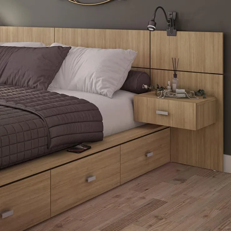 SUA-V Queen Bedroom Set with 6-Drawer Storage (60") - 4 pcs Natural Clearance