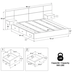 SUA-V Queen Bedroom Set with 6-Drawer Storage (60