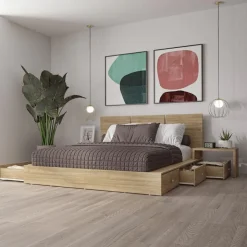 SUA-V Queen Bedroom Set with 6-Drawer Storage (60") - 4 pcs Natural Sale
