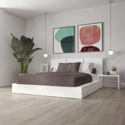 SUA-V Queen Bedroom Set with 6-Drawer Storage (60") - 4 pcs White Hot