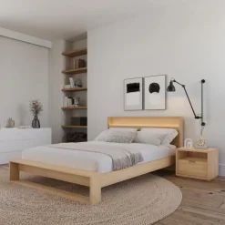 Nexera Queen Bedroom Set with Lighting (60") - 3 pcs - Natural Blonde Oak Sale