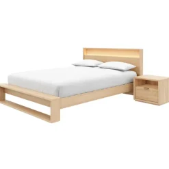 Nexera Queen Bedroom Set with Lighting (60") - 3 pcs - Natural Blonde Oak Sale