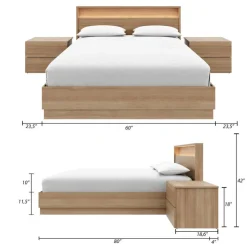 Nexera Queen Bedroom Set with Lighting (60") - 4 pcs - Brown Oak Hot