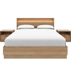 Nexera Queen Bedroom Set with Lighting (60") - 4 pcs - Brown Oak Hot