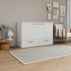 Queen Cabinet Bed with 6.5-inch Mattress - White Clearance