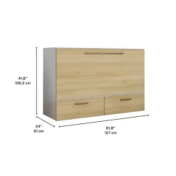 Queen Cabinet Bed with 6.5-inch Mattress - Natural Hot