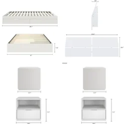 Nexera Queen 2-Drawer Storage Bedroom Set (60") - 4 pcs - White Outlet