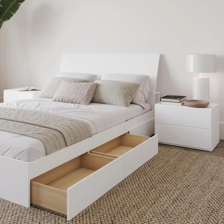 Nexera Queen 3-Drawer Storage Bedroom Set (60") - 4 pcs - White Discount