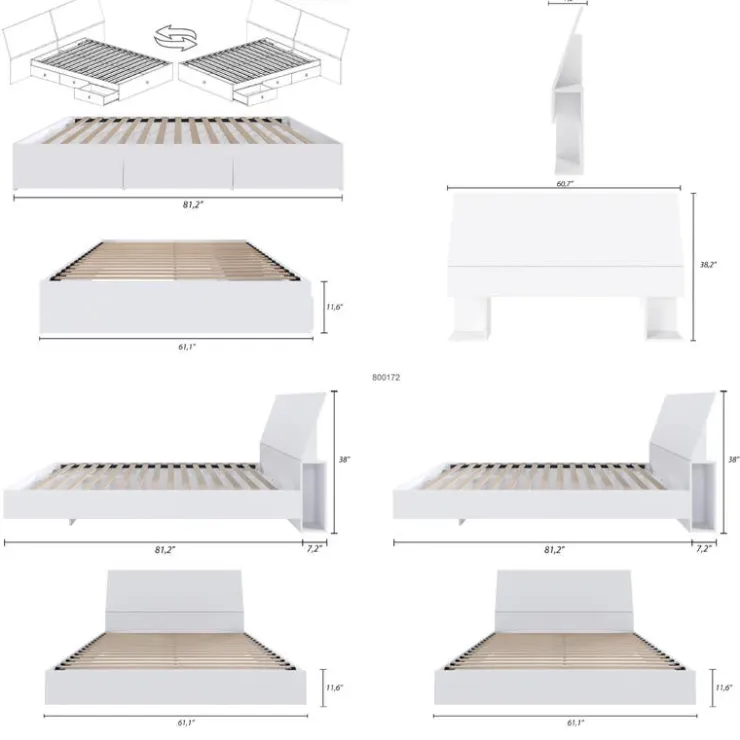Nexera Queen 3-Drawer Storage Bedroom Set (60") - 4 pcs - White Discount