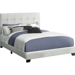 Monarch Queen Fabric Bed with Headboard (60") - Grey Outlet
