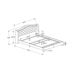 Monarch Queen Fabric Bed with Headboard (60") - Dark Grey New