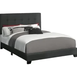 Monarch Queen Fabric Bed with Headboard (60") - Black Sale