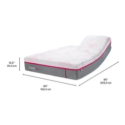 LOOP Queen Firm Split-Head Mattress-in-a-Box with Nano Pocket Coils - 60" Pink & white