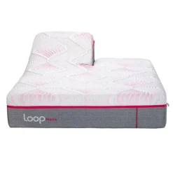 LOOP Queen Firm Split-Head Mattress-in-a-Box with Nano Pocket Coils - 60" Pink & white