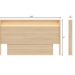 Nexera Queen Headboard with Integrated Lighting - Natural Blonde Oak