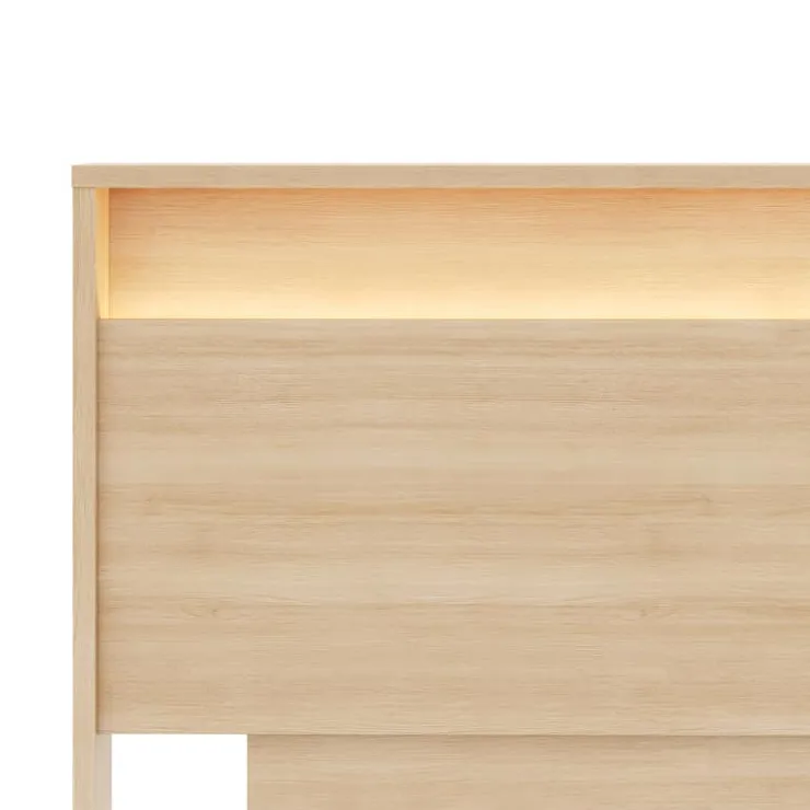 Nexera Queen Headboard with Integrated Lighting - Natural Blonde Oak