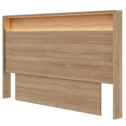 Nexera Queen Headboard with Integrated Lighting - Brown Oak Sale