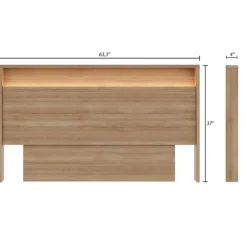 Nexera Queen Headboard with Integrated Lighting - Brown Oak Sale